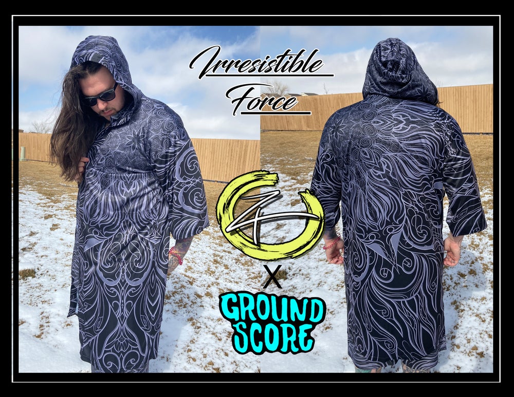 Irresistible Force - Black & White Hooded Robe
